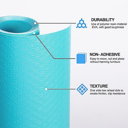 Shelf Liners, Non Adhesive EVA Drawer Mat Liners Roll for Bathroom, Kitchen, Desks, Deco Shelves 12x59 inch-Blue - color: Blue, size: 12"W x 59"L