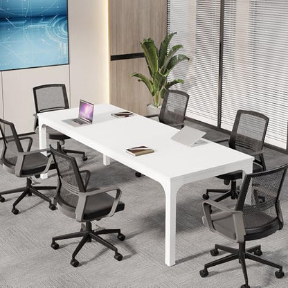 Tribesigns 6.5 FT Conference Room Table, 78.74" W x 27.56" D Large Office Conference Table, Modern Seminar Meeting Table Desk for Boardroom, Meeting Room (1, White) - color: White