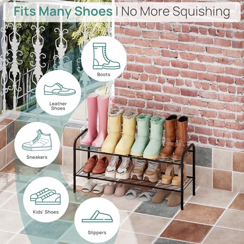viewcare Shoe Rack for Closet, 2-Tier Long Shoe Rack for Entryway & Garage, Sturdy Metal Construction, Shoe Organizer Holds 6-10 Pairs - size: 2-Tier(Long)