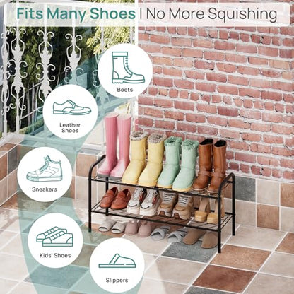 viewcare Shoe Rack for Closet, 2-Tier Long Shoe Rack for Entryway & Garage, Sturdy Metal Construction, Shoe Organizer Holds 6-10 Pairs - size: 2-Tier(Long)