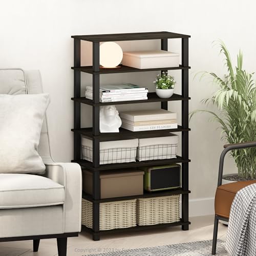 Furinno Turn-N-Tube Storage Shelves Set of 2, 4-Tier Stackable Standing Shelf, Open Corner Shelf, for Organization and Storage, Living Room, Garage, Home Office, Espresso - color: Espresso, size: 2-Pack, 4-Tier