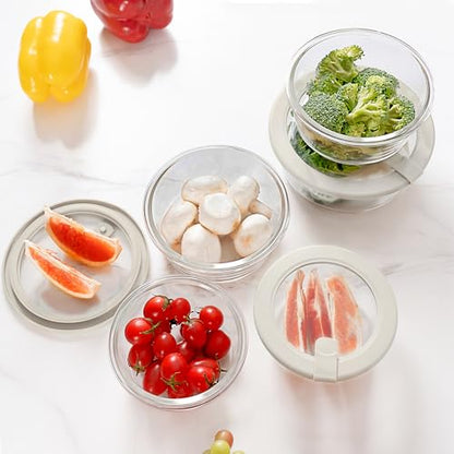 Urban Green Glass Food Storage Containers with Glass Lids, Microwave Safe Food Container Set, Aitight Meal Prep Container Set, LeakProof, 100% Plastic Free, 5 Pack - color: Ivory White -5p