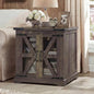 Farmhouse End Table, 24" Large End Tables with Storage, Rustic Square Sofa Beside Table with Glass Barn Door, Wood Side Table Square Nightstand for Living Room, Bedroom, Office (Antique Finish) - color: Antique Finish