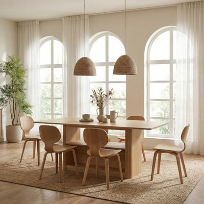 FUQARHY 63" Dining Table with Storage, Farmhouse Rectangular Kitchen Table - color: Yellow Oak