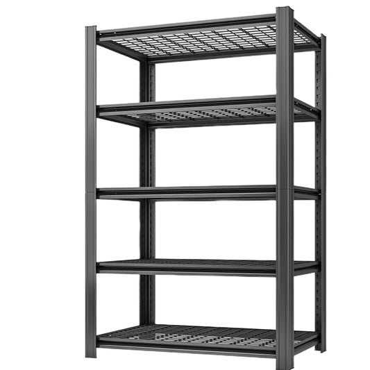 5 Tier Metal Shelving Unit, Adjustable Storage Shelves, 72" H x 35.43" W x 15.8" D Heavy Duty Garage Shelves for Warehouse, Basement, Kitchen, Pantry, Living Room, Black - size: 5T 35.43" W x 15.8" D x 72" H