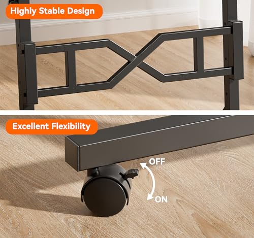 Oransail Small Standing Desk with Wheels, 29.5-45.3 Inch Adjustable Height, Portable Treadmill Desk, Rolling Computer Table for Walking Pad with a Cup Holder and a Hook - color: Black