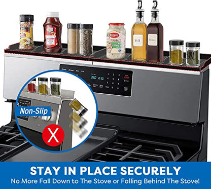 Hydream Stove Top for Silicone Shelf,30 Inch Magnetic Shelf Over the Stove Spice Rack,Kitchen Organizer Magnet Above Stovetop Back of Flat Storage Suctioned-Black - color: Black