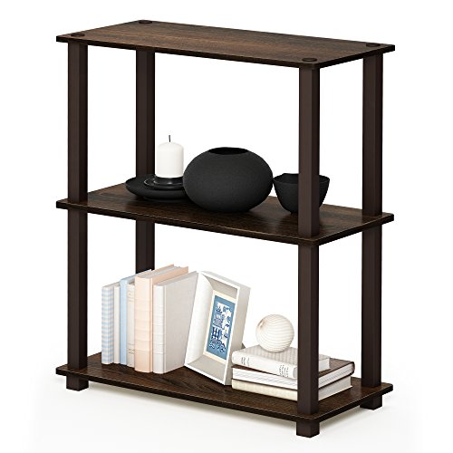 Furinno TURN-S-TUBE Storage Shelves, 3-Tier Book Shelf, Corner Shelf, Toolless Open Shelves, for Organization and Storage, Living Room, Garage, Home Office, Walnut - color: Walnut/Brown, size: 3-Tier Square Tube