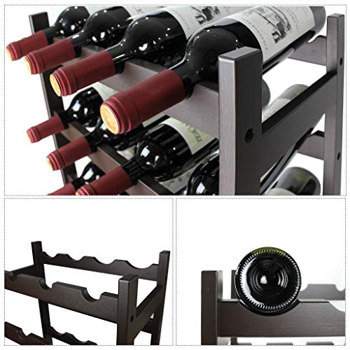 SMIBUY Bamboo Wine Rack, 20 Bottles Display Holder, 5-Tier Free Standing Storage Shelves for Kitchen, Pantry, Cellar, Bar (Dark Brown) - color: Brown