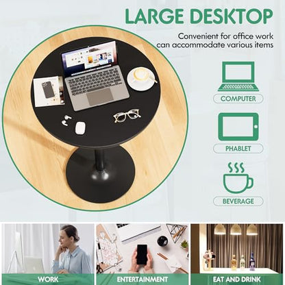 Shahoo Round Bar Table, Cocktail Table with Metal Base & MDF Top, Counter Height Pub Table for Dining Room, Living Room, Kitchen, Bar, Pub, Cafe, Black - color: Black, style: Basic