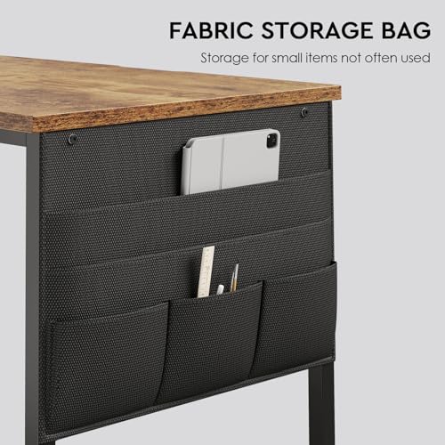 Ｍａｉｈａｉｌ Maihail Small Desk with Drawers, 40 inch Computer Desk with Shelves, Writing Desk with Storage, Small Office Desk with Metal Frame, Rustic Brown - color: Rustic Brown+black, size: 40 inch