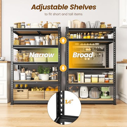 DurayLoly 5-Tier Storage Shelves,1980LBS Heavy Duty Metal Shelving Unit,Adjustable Pantry Shelves Storage Rack for Kitchen Closet Laundry Living Room,59.8" H x 27.55" W x 11.81" D - size: 59.8" H x 27.55"W x 11.81" D