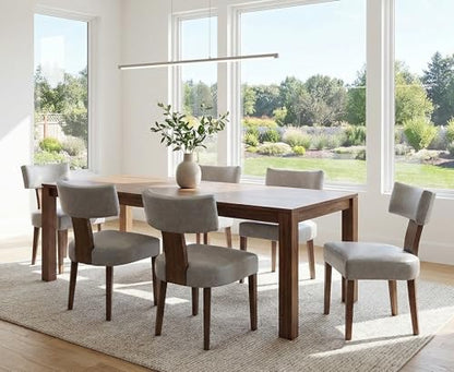 RIVOVA Mid Century Modern Dining Chairs Set of 4 PU Leather Upholstered Side Chairs, Modern Kitchen Armless Parson Chairs Solid Wood Dining Chairs, Grey - color: Grey Curved