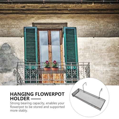 PRETYZOOM Flower Pot Holder Hanging Rack Black Iron Plant Shelf Balcony Fence Storage Organizer for Indoor Outdoor Garden Patio 12.20X6.69X3.93 Inches