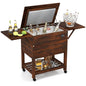 Tangkula Wooden Patio Cooler, Outdoor Ice Chest Beverage Bar, Cooler Table for Poolside, Backyard, Party, BBQ - size: Large