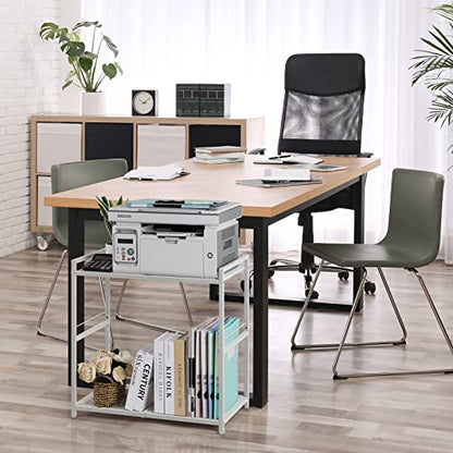 OYEAL Computer Tower Stand, PC Tower Stand Metal Rolling Cart Holds up to 40lbs, 2 Tier Mobile Printer Stand with Storage Under Desk for Home & Office, White - color: White