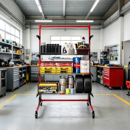 Heavy Duty Parts Management Cart, Auto Body Rolling Parts Storage Shelves, 3 Shelf Rack with Wheels, Wire Shelving Car Tools for Workshop Garage Auto Repair Shop