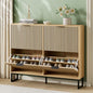 Shoe Cabinet Storage with 4 Flip Drawers, Narrow Hidden Shoe Organizer Cabinet for Entryway, Modern Freestanding Slim Shoe Rack Organizer Shoe Cupboard for Hallway, Natural Wood - size: 4 Flip Drawers