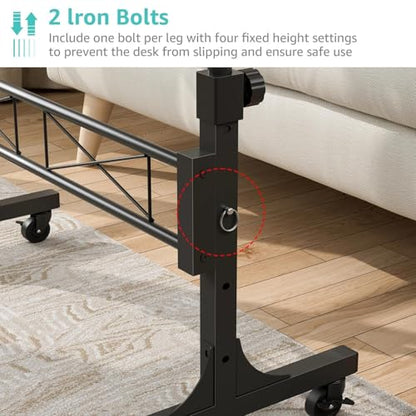 WINAZ Small Portable Rolling Standing Desk - 32 Inch Adjustable Height Mobile Teacher Podium on Wheels for Classroom, Stand Up Desks for Treadmill Walking Pad, Couch Sofa Side Laptop Table, Black - color: Black