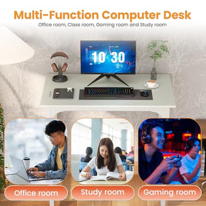Dkelincs 32 Inch Small Computer Desk Home Office Desk Writing Desk Modern Simple Style Study Work Table with Metal Frame, Easy Assembly, Adjustable Feet, Water-Resistant, Scratchproof Surface, White - color: White, size: 32 Inch