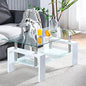Living Room Rectangle Coffee Table, Tea Table Suitable for Waiting Room, Modern Side Coffee Table with Wooden Leg, Glass Tabletop with Lower Shelf, White 39.5 * 23.5 * 17.5 - color: White