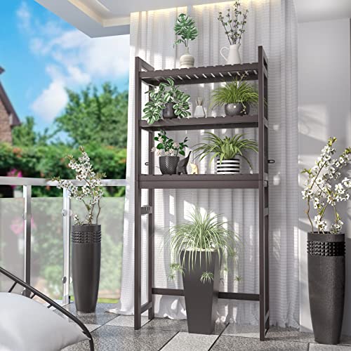 Homykic Over The Toilet Storage, Bamboo 3-Tier Over-The-Toilet Space Saver Organizer Rack, Stable Freestanding Above Toilet Stand with 3 Hooks for Bathroom, Restroom, Laundry, Espresso - color: Espresso