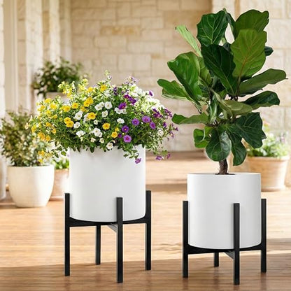FaithLand Mid Century Plant Stand Indoor Outdoor(Plant Pot Not Included), Holds Planters with a Maximum Width of 14 Inch, Metal Planter Stand, Potted Plant Holder, Black - Width Not Adjustable - size: 14 inch