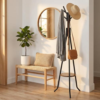 Simple Houseware Freestanding Coat Rack with Shelf, 9 hooks, Black - color: Black, style: Modern