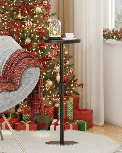TUTOTAK Tall Round Side Table, Small End Table, Drink Table, Pedestal Table | for Small Spaces, Accent Nightstand, livingroom, Bedroom, Black TB01BK096 - color: Black, size: 1 Pack, style: Adjustable
