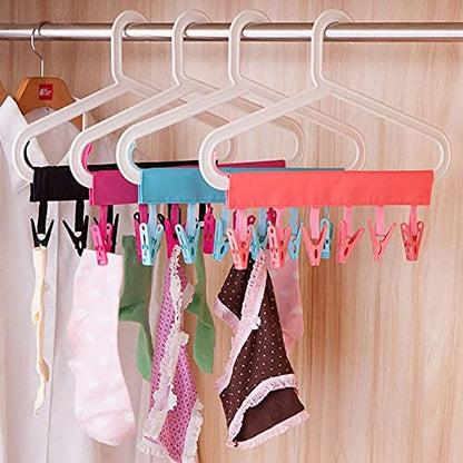 TamBee Portable Hanger Clips Travel Clothesline Travel Hangers Towel Drying Rack Clothing Hanger Folding Portable Sock Dock Swimsuit Drying Rack Hanger with 6 Clips Pack of 3 (Black) - color: Black
