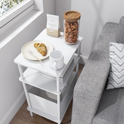 Small Side Table with Charging Station, Set of 2 End Table for Small Spaces, Slim Nightstand with Outlet,Sofa Beside Table, 3-Tier Storage Shelf,Living Room, Bed Room, Natrual White - color: Natrual White