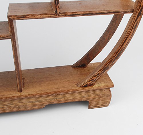 NWFashion Chinese Wooden Rosewood Display Stand Decoration 11" Curio Cabinets Shelf (Circle) - color: 4