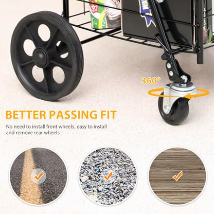 Kiffler Foldable Shopping Cart with Waterproof Basket Liner & 360° Swivel Wheels | Collapsible, Lightweigt| Perfect for Groceries, Laundry, Max 100 LBS Utility Cart for Seniors, Apartments - size: Medium+Bag