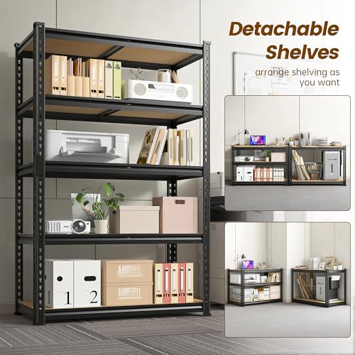 DurayLoly 5-Tier Storage Shelves, 2010LBS Adjustable Pantry Shelves, Metal Shelving Unit for Kitchen, Pantry, Closet, Laundry, Garage, 15.75" D × 31.55" W × 63.05" H - size: 63.05"H × 31.55"W × 15.75"D
