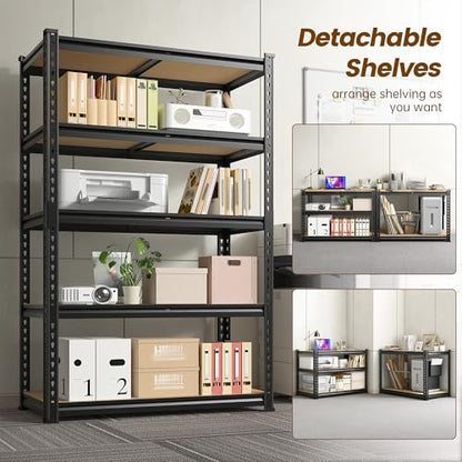 DurayLoly 5-Tier Storage Shelves, 2010LBS Adjustable Pantry Shelves, Metal Shelving Unit for Kitchen, Pantry, Closet, Laundry, Garage, 15.75" D × 31.55" W × 63.05" H - size: 63.05"H × 31.55"W × 15.75"D