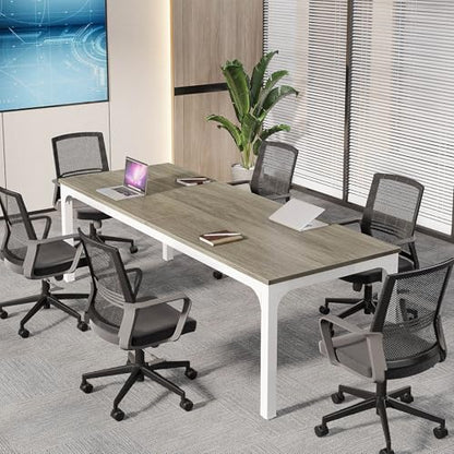 Tribesigns 6.5 FT Conference Room Table, 78.74" W x 27.56" D Large Office Conference Table, Modern Seminar Meeting Table Desk for Boardroom, Meeting Room (1, Gray) - color: Grey
