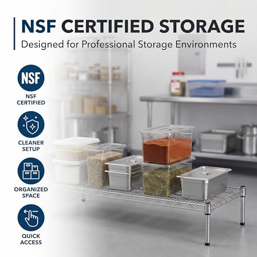 Chrome Wire Storage Shelf, 24" x 30" x 8" Dunnage Rack, Commercial 1 Tier Small Shelf - color: Silver, size: 24"D x 30"W x 8"H