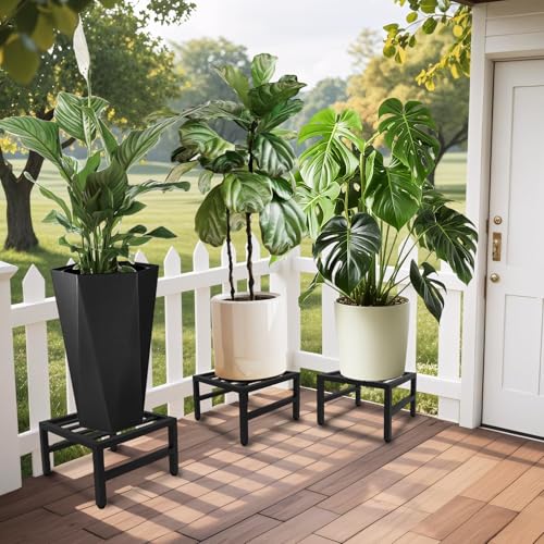 Plant Stand Indoor Outdoor, Heavy Duty Wrought Iron Pedestal Stands 3 Pack | Metal Plant Stand for Indoor Outdoor, Sturdy Low Flower Stand Display Planter Shelf, Black