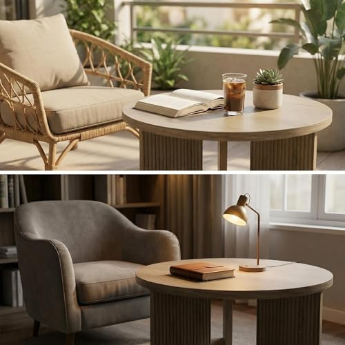 35" Wooden Round Coffee Table, Walnut | Smooth Thick Coffee Table, Low Circle Center Table with X Shaped Stable Legs, Accent Tea Table for Living Room, Office - color: Walnut, style: Coffee Table