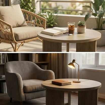 35" Wooden Round Coffee Table, Walnut | Smooth Thick Coffee Table, Low Circle Center Table with X Shaped Stable Legs, Accent Tea Table for Living Room, Office - color: Walnut, style: Coffee Table