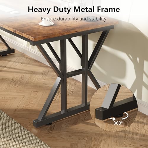 TVU 63-Inch Executive Desk, Large Office Desk with Thicken Frame, Computer Desk Modern Simple Desk for Home Office, Rustic Brown - color: Rustic Brown, size: 63inch