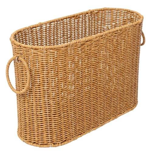 JJSQ Toilet Paper Storage Basket Rattan Toilet Paper Basket with Handles Large Toilet Papers Storage Container for up to 9 Rolls Bathroom Accessories Organizer (Rattan) - color: Rattan