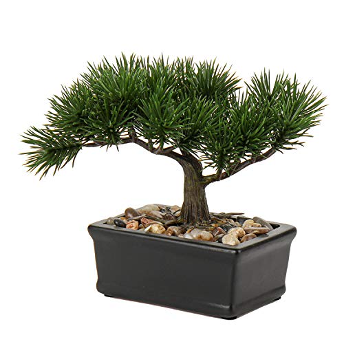 Artificial Bonsai Tree Juniper Faux Plants Indoor Small Fake Plants Decor with Ceramic Pots for Home Table Office Desk Bathroom Shelf Bedroom Living Room Farmhouse Decorations - style: 6" Cedar