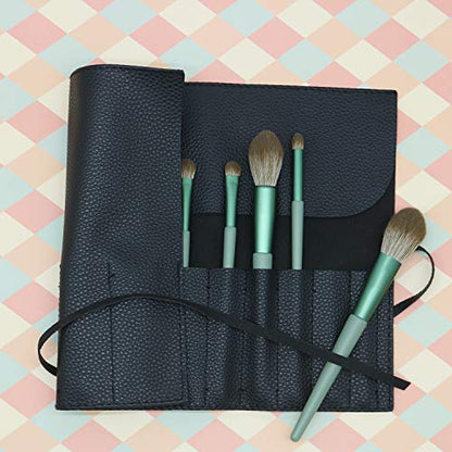 Bird&Fish Makeup Brush Case Travel, makeup brush case roll up,brush holder makeup,Holder Organizer Brushes Pouch Cosmetic Bag for Travel，Rolling Bag Storage Case PU Leather - color: Black