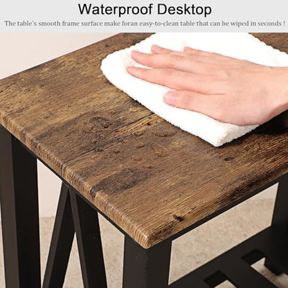 Narrow Side Table Rectangular End Tables with Storage Shelf Small Industrial Nightstands Bedside Table for Small Spaces Living Room Bedroom Bathroom Brown Smooth Tabletop and Black Legs - color: Brown&black