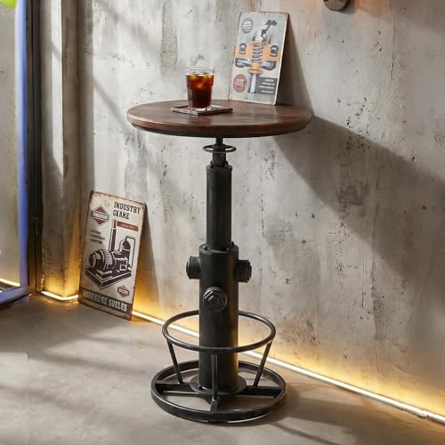 Topower Industrial Bar Table 38.58-48.43" Adjustable Pub Table Kitchen Dining Coffee Bistro Table Silver - color: Silver