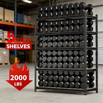 36.12"W: Father&I 5-Shelf-Storage-Rack Industrial Metal+Wood Garage/Kitchen Shelves Steel Utility Stand Shelving Unit Adjustable Heavy-Duty Shed/Closet/Pantry Organizer 72"h*36.12W*16d, Black - size: 72 in * 36 in * 16 in Wood-5T