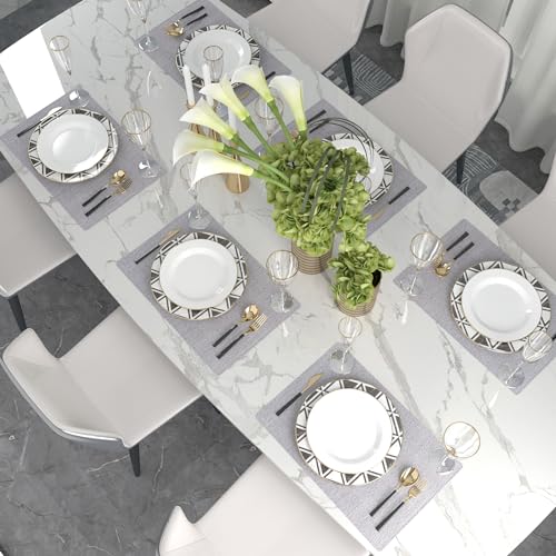 4 Piece 12 x 18 inch Soft Faux Linen Place Mats Heat Resistant Dining Table Place Mats Cloth Kitchen Table Mats 12x18 Grey - color: Gray, size: Rectangular Placemats 12" x 18"