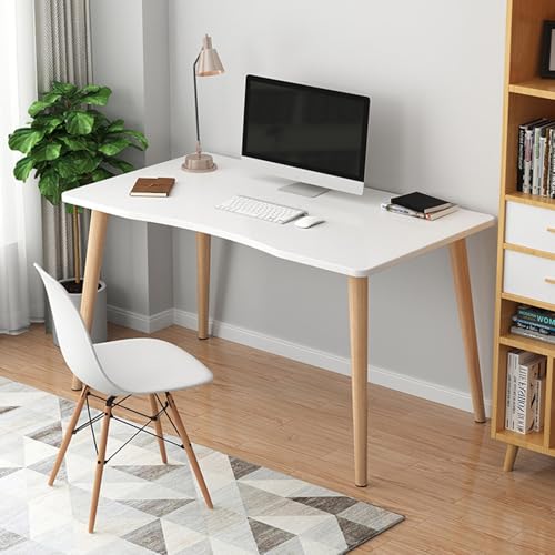 Small Computer Desk Study Work Table Simple Style Modern Wood Writing Table for Home Bedroom Office White