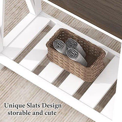 ChooChoo Farmhouse End Table, Narrow Side Table with Shelf | Slim Bedside Table ,Small Spaces, Rustic Nightstand, Living Room, Bedroom ,White - color: White, size: 1 Pack